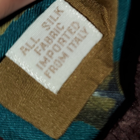 PERRY ELLIS Blue / green necktie with Feathers NEW - Picture 5 of 5